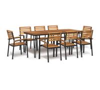 (200 cm table length/ 8 piece) vidaXL Garden Dining Set Table and Chairs 7 Piece Solid Wood Acacia and Metal