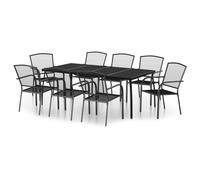 vidaXL 9 Piece Garden Dining Set Anthracite Steel, Grey