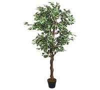 ** vidaXL Artificial Ficus Tree - 1260 Green Leaves, Realistic Fake Plant with Plastic Pot, 200 cm Height - Perfect for Indoor/Outdoor Use - Entryway, Living Room, Office, Garden, Patio