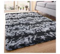 (200 CM x 290 CM- Extra Large Rugs For Living Room Bedroom, Tie Dye Black Grey) Shaggy Large Rugs Non Slip Bedroom Living Room Carpet Hallway Runner Rug