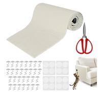 200 cm x 40 cm Cat Scratching Mat, Self-Adhesive Scratching Mat, Cat Wall, Scratch Protection Sofa Cat, Scissors, Sofa Buckles and Double-Sided Adhesive Dots (Grey)