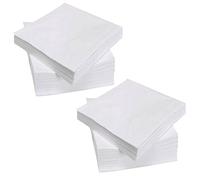 200 Count 2 Ply Plain White Beverage Napkins Disposable Four Fold Cocktails Paper Napkins 9.8" X 9.8" Unfolded for Party and Every Day Use