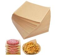 200 Count Unbleached brown parchment paper sheets for baking,precut baking sheet paper,Non-Stick Wax Paper Sheets for Separate Burgers, Cookies & Other Foods When Storing, Freezing (13 * 13CM)