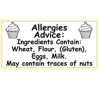 200 Cupcake Baking Cake allergen Warning Labels. Allergy Stickers. Food Allergen Stickers 50 x 25mm. Allergy Labels
