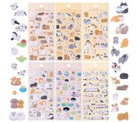 200＋Cute Kawaii Dog Cat Stickers, Mini Puffy Stickers Cute for Kids, Soft Flocked Felt 3D Sticker with Cats Dogs, 6 Sheets Reusable Sticker for Phone Case, Notebook, Scrapbooking