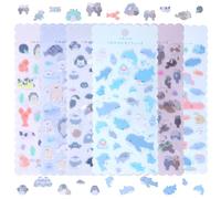 200+Cute Kawaii Sea Creature Stickers, Mini Puffy Stickers Cute for Kids, Soft Flocked Felt 3D Sticker with Seals,Otters,Sharks&Whales, 6 Sheets Reusable Sticker for Phone Case, Notebook, Scrapbooking
