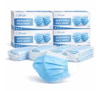200 Disposable Face Masks (4 × 50 Pack) - Breathable 3-Ply Face Coverings with Ear Loops, Adjustable Nose Clip, Lightweight & Comfortable, Non-Medical, UK Stock