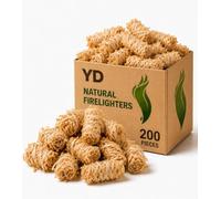 200 Firelighters, Fire Lighters for BBQ & Wood Burners - Eco Wood Wool Fire Starters, Odourless Fast Lighting Log Burner Accessories for Pizza Ovens, Fire Pits & Stoves