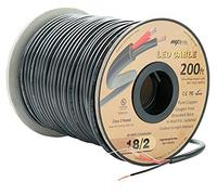 200 ft. 18AWG Low Voltage LED Cable, 2 Conductor, Outdoor Rated, Black Sleeve in-Wall Speaker Wire UL Class 2 Certified, Sunlight Resistant