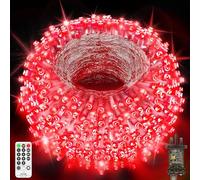 200 FT 500 LED Halloween Lights Outdoor Red Fairy Lights Plug in Christmas String Lights Waterproof with Remote Timer 8 Modes for Outside Garden House Party Patio Yard Holiday Xmas Tree Decoration