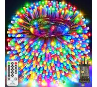 200 FT 500 LED Outdoor Christmas Lights Fairy Lights Plug In Multicoloured Xmas String Lights Mains Powered Waterproof with Remote Timer 8 Modes for Outside Garden House Party Wedding Tree Decorations