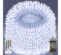 200 FT 500 LED Outdoor Fairy Lights Plug In Christmas Lights Cool White String Lights Waterproof with Remote Timer 8 Modes for Outside Garden House Party Holiday Wedding Xmas Tree Decorations