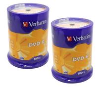 200 Genuine Verbatim Blank DVD-R 16x 4.7GB DVD Non Printable Discs 43549 Cakebox