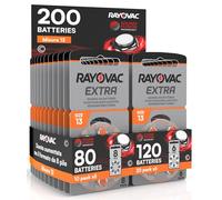 200 Hearing Aid Batteries 13. Rayovac Extra - 10 Blisters of 8 and 20 Blisters of 6 Batteries