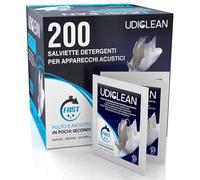 200 Hearing Aid Wet Cleaning Wipes - Udiclean Quick Drying Removes Grease Sweat and Dirt - Individually Wrapped for Hearing Aids Screens Glasses and Watches