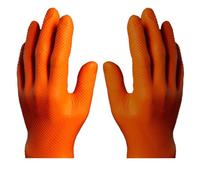 200 Heavy Duty Orange Disposable Super Strong Diamond Textured Nitrile Gloves 8.5g / 8 Mil - Powder & Latex Free, Industrial Mechanical, Automotive, Tyre Fitting, Food Prep, Cleaning & Gardening - XXL