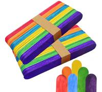 200 Jumbo Lollipop Sticks Large 6 Inch DIY Garden Plant Labels School Art Mixing Models 150mm Smooth Coloured Wood Lolly