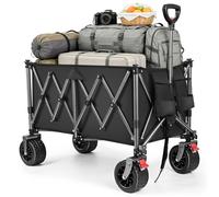 200 l Festival Trolley on Wheels, Folding Wagon, Portable Camping Cart, Camping Trolley Foldable for Beach Outdoor Garden Shopping Fishing, Ultra Wide Wheels, Negro