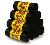 200 Large Black Bin Bags Heavy Duty for Household Garbage Strong Refuse Sacks-Black Bin Liners for Everyday use Office Kitchen Restaurant-Recycled, Strong & Secure