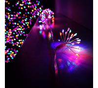 200 LED 10 Starburst Premier Christmas Multi Function Battery Timer Lights in Rainbow