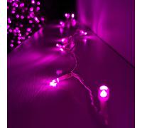 200 LED 16m Premier Christmas Outdoor 8 Function Timer Lights Clear Wire in Pink