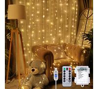 200 LED Window Curtain Lights, 13 Strings Photo Backdrop Lights Twinkle String Lights with 8 Mode Remote, Waterfall Curtain Fairy Light for Wall Wedding Party Christmas Decor (Warm White, 6.5 x 5 ft)