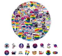 200 LGBTQ+ Pride Stickers - Rainbow Stickers for LGBTQ, Transgender, Lesbian, Bisexual, Pansexual, Non-Binary - Waterproof, UV Resistant - Great for Decoration, Accessories and Gifts