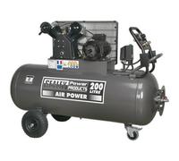 200 Litre Belt Drive Air Compressor - Front Control Panel - 3-Phase 3hp Motor