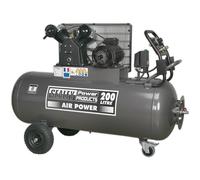 200 Litre Belt Drive Air Compressor - Front Control Panel - 3-Phase 3Hp Motor