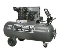 200 Litre Belt Drive Air Compressor - Front Control Panel - 3Hp Electric Motor
