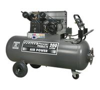 200 Litre Belt Drive Air Compressor - Front Control Panel - 3hp Electric Motor