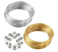 200 Loop Stainless Steel Memory Wire for Jewelry Making, 0.6mm Thickness 6cm Diameter, Bracelet Wire, Gold & Silver Beading (100 Coils/Pack, 2 Packs) for Bracelets, Necklaces & DIY Crafts