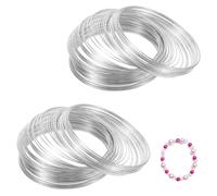 200 Loop Steel Memory Wire for Jewelry Making Bracelets, Silver Stainless Steel Beading Wire, 6cm Diameter Bracelet Wires for DIY Crafts