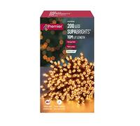 16M 200 Vintage Gold LED Multi-Action Supabrights with Timer - Indoor/Outdoor, 8h On/16h Off, Green Cable, Low Voltage