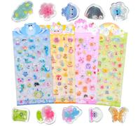200+ Mini Puffy Stickers Cute for Kids, Small Cute 3D Stickers Cartoon Animal Dessert, 4 Sheets Kawaii Reusable Adorable Tiny Sticker for Back to School, Reward Stickers, Notebook, Scrapbooking Decor