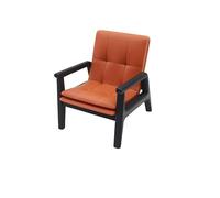 英文标题（控制在200字符以内）： Miniature Dollhouse Lounge Chair, 1:12 Scale Orange Cushion Sofa, Retro Plastic Armchair for Dollhouse Living Room, Bedroom, Pretend Play Toy for Kids Boys Girls