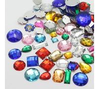200 Mixed Color Flatback Acrylic Sewing Rhinestone Assorted Shape Sew on beads-default