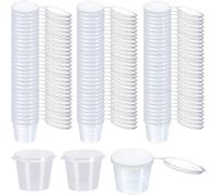 [200 Pack - 1 oz] Clear Diposable Plastic Containers with Lids, Small Mini Sauce Cup for Portion Controll, Jello Shot, Condiment Cups, Dipping Sauce, Salad Dressing Container, Portion Souffl, Pudding