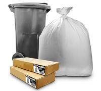 200 Pack | 2 Full Flat Packed Boxes | RE-GEN 270L 20kg Load Clear Wheelie Bin Liners Refuse Sacks, Everyday Use, Industrial Strength Outside Transparent Garden Bin Bags 760/1145 x 1370mm