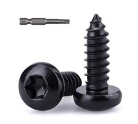 200-pack #4 x 3/8" Pan Torx Head Self Tapping Screws Black, 304 Stainless Steel 18/8, Black Coated, Rounded Head (Torx Bit Included)