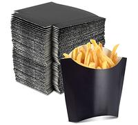 200 Pack 4oz Black French Fry Containers - Small French Fry Box Holder Disposable Charcuterie Cups - Kraft Paper Takeout Boxes for Wedding Birthday Carnival Individual Party Point