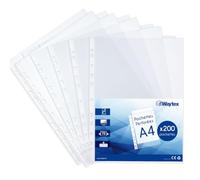 200 Pack A4 Smooth Punched Plastic Pockets Heavy Duty Strong Capacity 70 Micron Gloss Polypropylene Anti-Static File Folder Folder