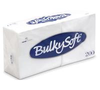 BulkySoft White Paper Napkins - 2-Ply Disposable Serviettes 33x33cm - Soft Tissue Napkins for Parties, Events, Catering - 200 Pack