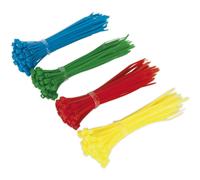 200 PACK Cable Ties - 100 x 2.5mm - Blue Red Green & Yellow - Zip Tie Assortment