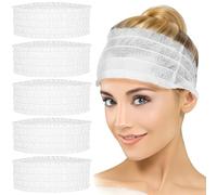 200 Pack Disposable Elastic Headbands For Facial, Skincare, And Makeup Application, Salon-Grade Hair Bands, White Spa Supplies