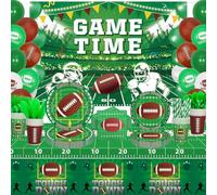 200 Pack Football Birthday Party Decorations Football Party Supplies Tailgate Party Decor Sports Game Tableware Set - Football Theme Plates, Balloons, Backdrop, Tablecloth, Cups, Napkins Serves 20