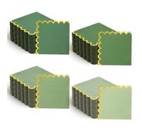 200 Pack Green Cocktail Napkins, 2-Ply Scalloped Edges with Gold Foil Accents, 5 x 5 Inch Disposable Dessert Napkins for Dinner Wedding Birthday Party Bridal Baby Shower Anniversary Reception Event