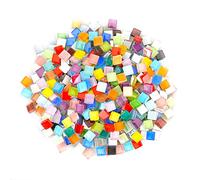 200 Pack Mini Glass Tiles 1cm Square Crystal Mosaic Tiles with White Backing for Mosaic Jewelry Flower Pots Photo Mirror Frame Home Garden DIY Crafts(All Mix)
