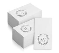 200 Pack Monogrammed Disposable Napkins Silver Foil Letter W Guest Napkins Initial Disposable Hand Paper Towels for Wedding Engagement Baby Shower Party Home Kitchen Bathroom Dinner Decorative Towels