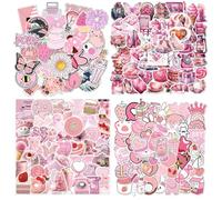 200 Pack Pink Aesthetic Cute VSCO Girls Women Stickers,Vinyl Waterproof Decals Trendy Kawaii Cool Pink Sticker for Laptop, Computer, Luggage, Skateboard, Water Bottles, Scrapbooking,Journaling
